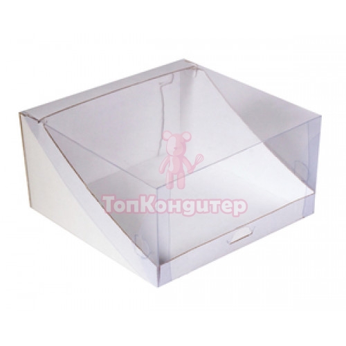 Коробка для торта 22 см*22 см*10 см с пластиковой крышкой (КТ 100)